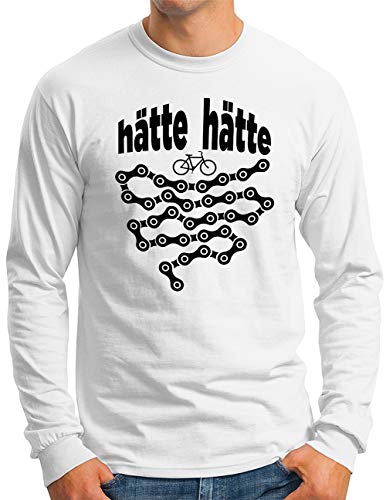 OM3® Hätte Hätte Fahrradkette Langarm Shirt - Herren - Fun Lustiger Spruch Radfahrer Bicycle - Weiß, M von OM3