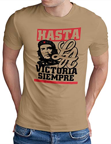 OM3® Hasta-LA-Victoria-Siempre T-Shirt | Herren | Legend Che Guevara Cuba Havana | Khaki, L von OM3