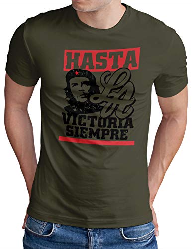 OM3® Hasta-LA-Victoria-Siempre T-Shirt | Herren | Legend Che Guevara Cuba Havana | Oliv, 3XL von OM3