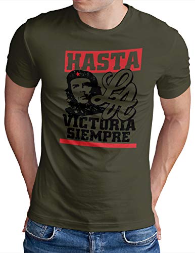 OM3® Hasta-LA-Victoria-Siempre T-Shirt | Herren | Legend Che Guevara Cuba Havana | Oliv, L von OM3