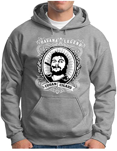 OM3® Havana Legend Hoodie | Herren | Kuban Cigars Che Viva LA Revolution Fidel Kuba | Kapuzen-Pullover Grau Meliert, XXL von OM3