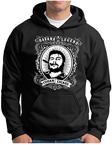 OM3® Havana Legend Hoodie | Herren | Kuban Cigars Che Viva LA Revolution Fidel Kuba | Kapuzen-Pullover Schwarz, 4XL von OM3