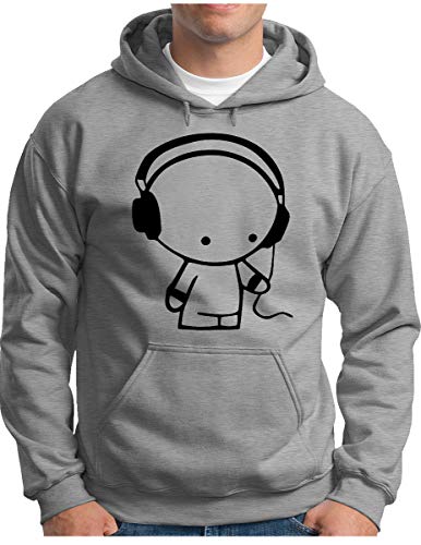 OM3® Headphones-Music-Beat Hoodie - Herren - DJ Sound Audio - Kapuzen-Pullover Grau Meliert, XXL von OM3