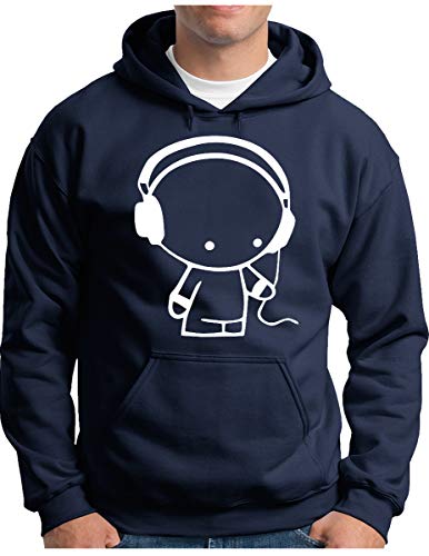 OM3® Headphones-Music-Beat Hoodie - Herren - DJ Sound Audio - Kapuzen-Pullover Navy, M von OM3
