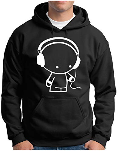 OM3® Headphones-Music-Beat Hoodie - Herren - DJ Sound Audio - Kapuzen-Pullover Schwarz, 3XL von OM3