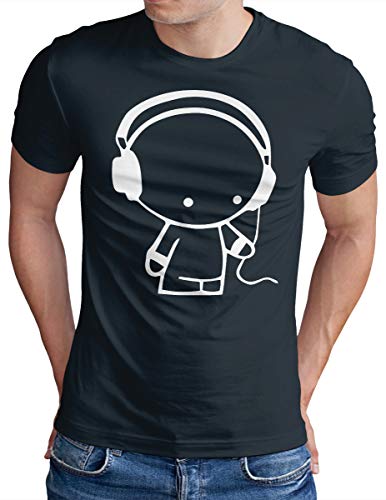 OM3® Headphones-Music-Beat T-Shirt - Herren - DJ Sound Audio Party - Navy, M von OM3