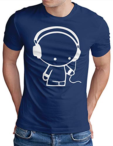 OM3® Headphones-Music-Beat T-Shirt - Herren - DJ Sound Audio Party - Royal Blau, 3XL von OM3