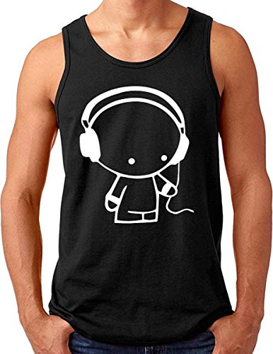 OM3® Headphones-Music-Beat Tank Top Shirt - Herren - DJ Sound Audio - Schwarz, XXL von OM3