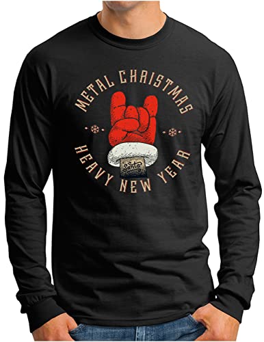 OM3® Heavy Metal Christmas Langarm Shirt - Herren - Fun X-Mas Weihnachten Musik - Schwarz, XL von OM3