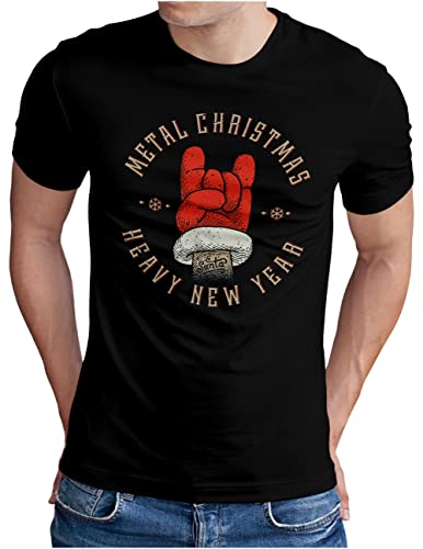 OM3® Heavy Metal Christmas T-Shirt | Herren | Fun X-Mas Weihnachten Musik | Schwarz, 4XL von OM3