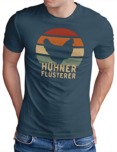 OM3® Hühnerflüsterer T-Shirt | Herren | Hühner Flüsterer Lustiges Huhn Hen Sunset | Denim, 3XL von OM3