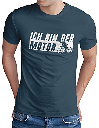 OM3® Ich bin der Motor - Fahrrad T-Shirt mit Statement | Herren | Cooler Spruch E-Bike Bicycle Muskelkraft | Denim, XL von OM3