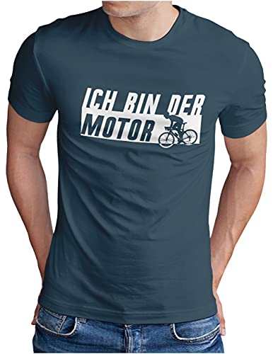 OM3® Ich bin der Motor - Fahrrad T-Shirt - Herren - Cooler Spruch E-Bike Bicycle - Denim, L von OM3