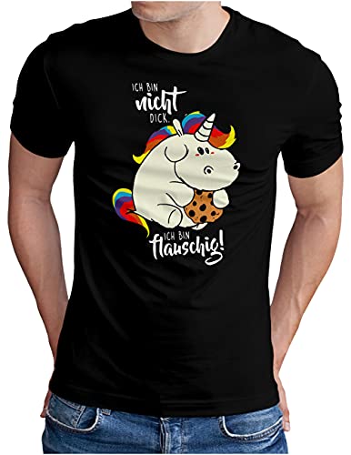 OM3® Ich-bin-nicht-Dick T-Shirt - Herren - Ich Bin flauschig Fettes Einhorn Parodie Fun - Schwarz, 4XL von OM3