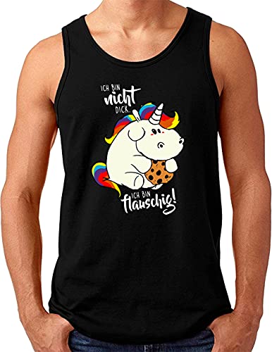 OM3® Ich-bin-nicht-Dick Tank Top Shirt | Herren | Ich Bin flauschig Fettes Einhorn Parodie Fun | Schwarz, 4XL von OM3