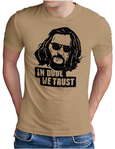 OM3® In Dude We Trust T-Shirt | Herren | Big Lebowski Kult Ikone | Khaki, M von OM3