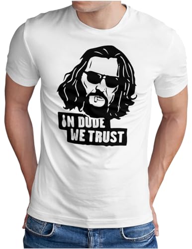 OM3® In Dude We Trust T-Shirt | Herren | Big Lebowski Kult Ikone | Weiß, XXL von OM3