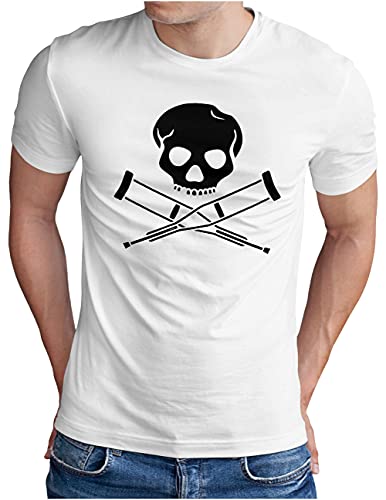 OM3® Jackass Skull T-Shirt | Herren | Hardcore Stunts Dumb Fun Kult | Weiß, L von OM3