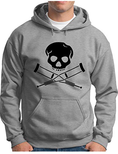 OM3® Jackass Skull Hoodie | Herren | Hardcore Stunts Dumb Fun Kult | Kapuzen-Pullover Grau Meliert, XL von OM3