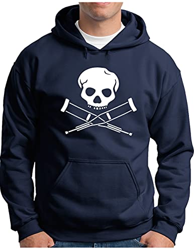OM3® Jackass Skull Hoodie | Herren | Hardcore Stunts Dumb Fun Kult | Kapuzen-Pullover Navy, L von OM3