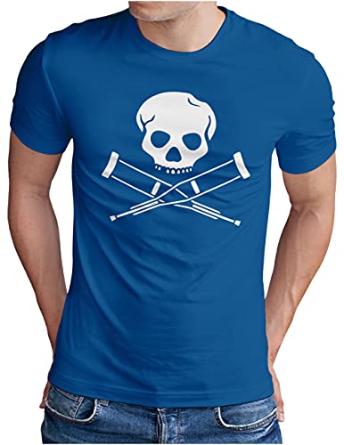 OM3® Jackass Skull T-Shirt | Herren | Hardcore Stunts Dumb Fun Kult | Royal Blau-WS, 4XL von OM3