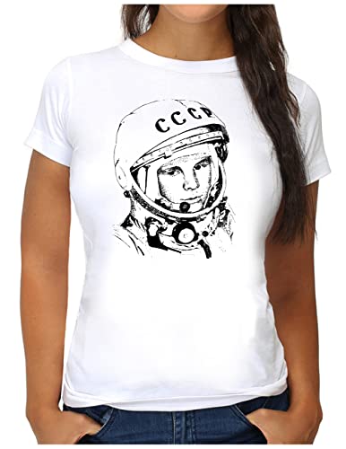 OM3® Juri Gagarin T-Shirt | Damen | Kosmonaut UDSSR 1962 Space Sojus Mond Mission | M, Weiß von OM3