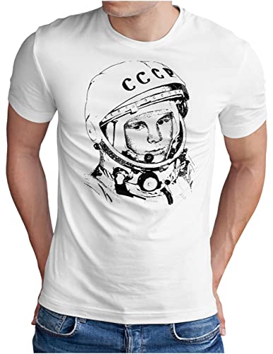 OM3® Juri Gagarin T-Shirt | Herren | Kosmonaut UDSSR 1962 Space Sojus Mond Mission | Weiß, XL von OM3