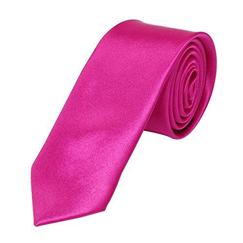 OM3® K-24 Pinke schmale Krawatte Herren Smoking Slim Uni Tie Hochzeit Business Schlips dünn Handmade (PINK) von OM3