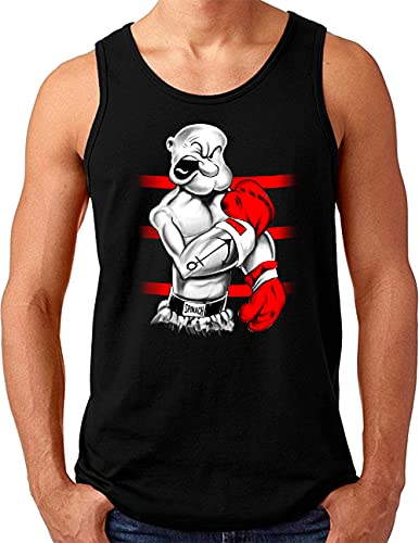 OM3® Kult Seemann Tank Top Shirt - Herren - Sailor Spinach Power Gym Comic - Schwarz, L von OM3