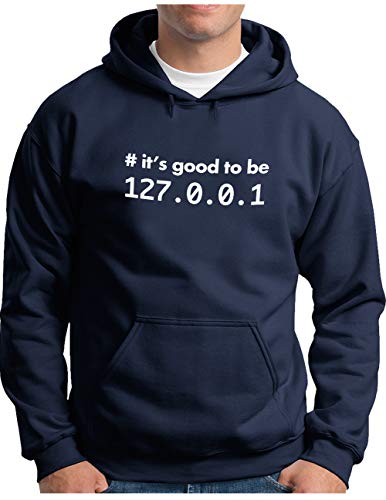 OM3® Localhost Network Admin Hoodie - Herren - It's Good to be 127.0.0.1 - Kapuzen-Pullover Navy, M von OM3