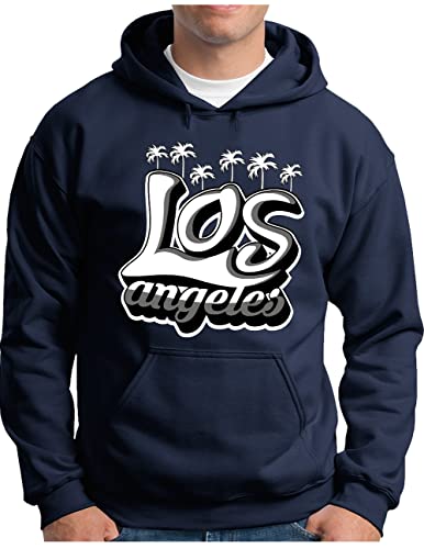 OM3® Los Angeles Hoodie | Herren | Kalifornien California L.A.Cali Typography | Kapuzen-Pullover Navy, M von OM3