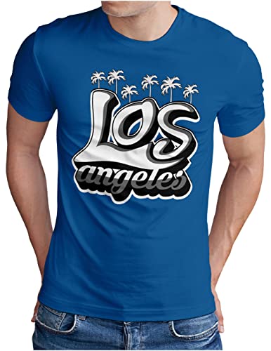 OM3® Los Angeles T-Shirt | Herren | Kalifornien California L.A.Cali Typography | Blau, XXL von OM3