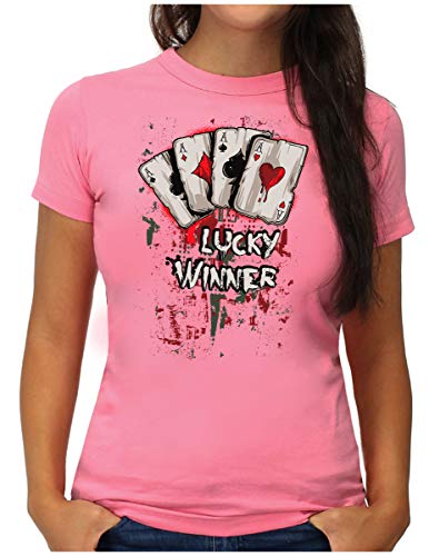 OM3® - Lucky-Winner - T-Shirt - Damen - Las Vegas Poker Gambling - L, Pink von OM3
