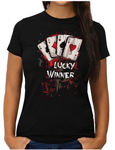 OM3® - Lucky-Winner - T-Shirt - Damen - Las Vegas Poker Gambling - M, Schwarz von OM3