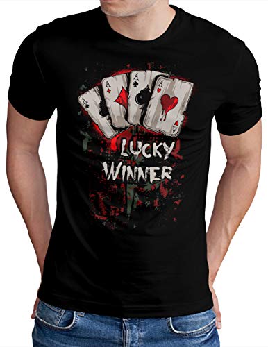 OM3® - Lucky-Winner - T-Shirt - Herren - Las Vegas Poker Gambling - Schwarz, 4XL von OM3