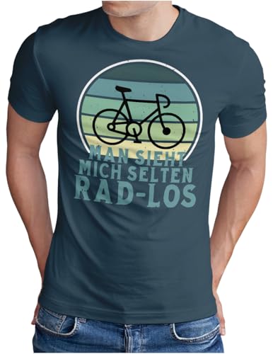 OM3® Lustiges Fahrrad T-Shirt mit Spruch - Herren - Man Sieht Mich selten Rad - los (ratlos) Biking Radfahrer - Denim, XXL von OM3