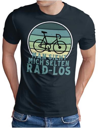 OM3® Lustiges Fahrrad T-Shirt mit Spruch - Herren - Man Sieht Mich selten Rad - los (ratlos) Biking Radfahrer - Navy, M von OM3