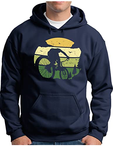 OM3® MTB Mountain Bike Hoodie - Herren - Bicycle Off Road Wald Cycling - Kapuzen-Pullover Navy, M von OM3
