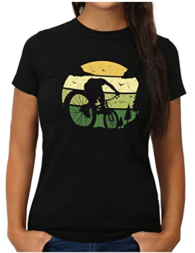 OM3® MTB Mountain Bike T-Shirt | Damen | Bicycle Off Road Wald Cycling | M, Schwarz von OM3