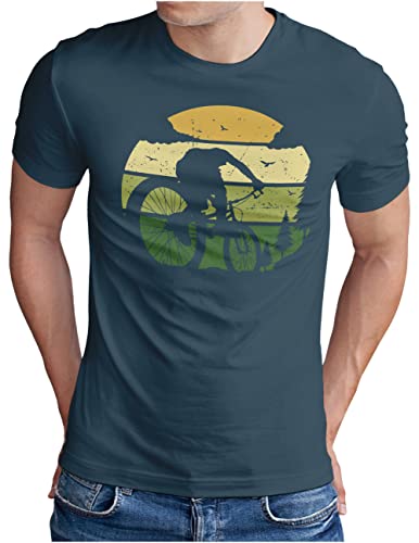 OM3® MTB Mountain Bike T-Shirt | Herren | Bicycle Off Road Wald Cycling | Denim, 4XL von OM3