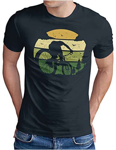 OM3® MTB Mountain Bike T-Shirt | Herren | Bicycle Off Road Wald Cycling | Navy, M von OM3