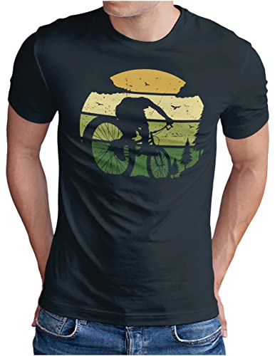 OM3® MTB Mountain Bike T-Shirt | Herren | Bicycle Off Road Wald Cycling | Navy, XL von OM3