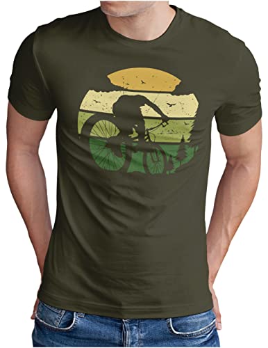 OM3® MTB Mountain Bike T-Shirt | Herren | Bicycle Off Road Wald Cycling | Oliv, L von OM3