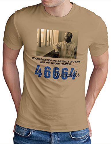 OM3® Mandela - 46664 T-Shirt | Herren | Nelson Madiba Peace Freedom | Khaki, L von OM3