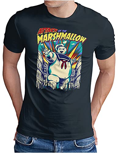 OM3® Marshmallow-Attack T-Shirt - Herren - Stay Tuff Mutant Marschmallow Man - Navy, 4XL von OM3