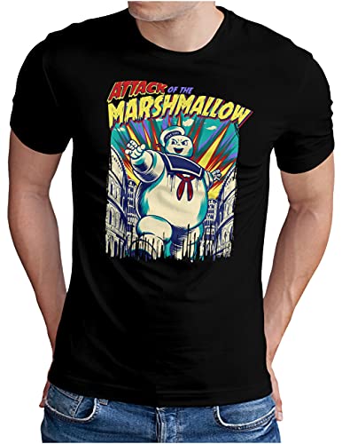 OM3® Marshmallow-Attack T-Shirt | Herren | Stay Tuff Mutant Marschmallow Man | Schwarz, 4XL von OM3