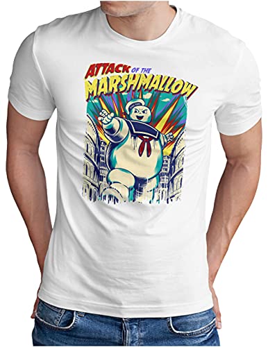 OM3® Marshmallow-Attack T-Shirt | Herren | Stay Tuff Mutant Marschmallow Man | Weiß, M von OM3