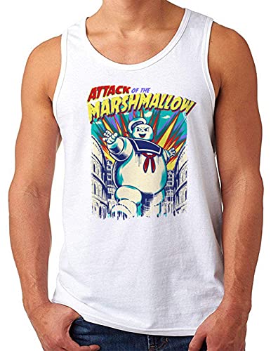 OM3® Marshmallow-Attack Tank Top Shirt | Herren | Stay Tuff Mutant Marschmallow Man | Weiß, 4XL von OM3