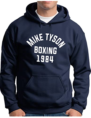 OM3® Mike Tyson 1984 Hoodie | Herren | Boxing Heavyweight Gym KO Fight Legend Boxer | Kapuzen-Pullover Navy, S von OM3