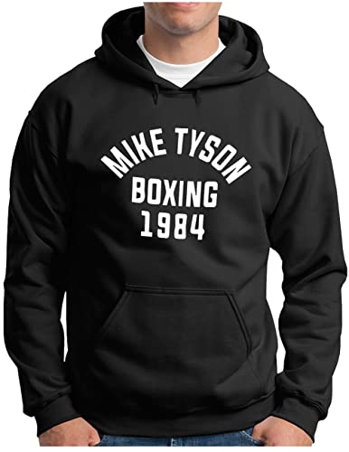 OM3® Mike Tyson 1984 Hoodie | Herren | Boxing Heavyweight Gym KO Fight Legend Boxer | Kapuzen-Pullover Schwarz, 4XL von OM3